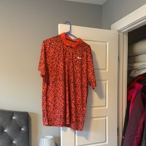 Nike Red and Black Graphic Polo Shirt